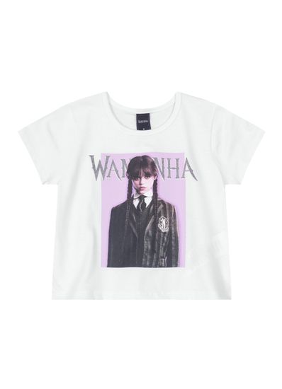 Blusa cropped Wandinha infantil menina em malha Brandili - 10