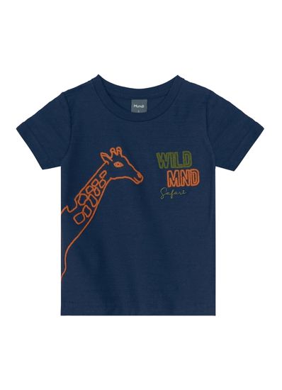 Camiseta infantil menino em malha maquinetada Mundi - 1