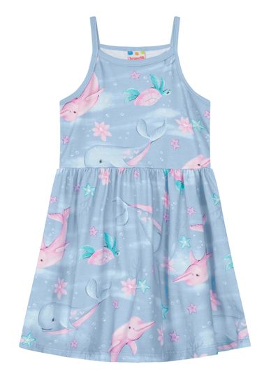 Vestido estampado infantil menina com alças Brandili - 3