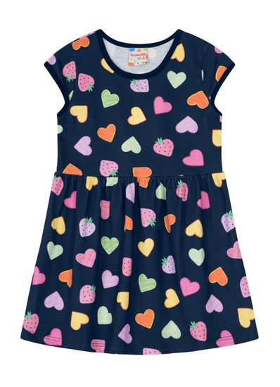 Vestido infantil menina em malha estampado Brandili - 1