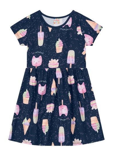 Vestido estampado infantil menina em malha Brandili - 14