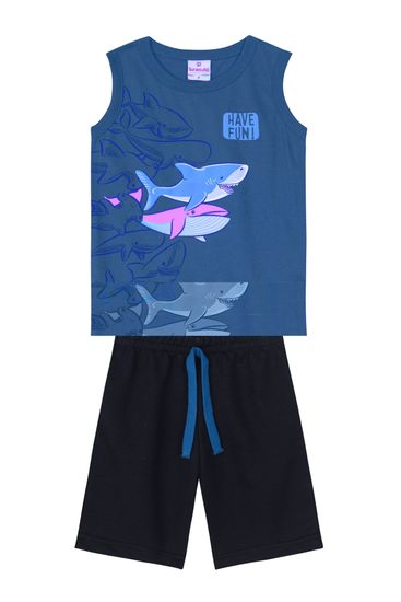 Conjunto infantil menino com regata e bermuda Brandili - 1