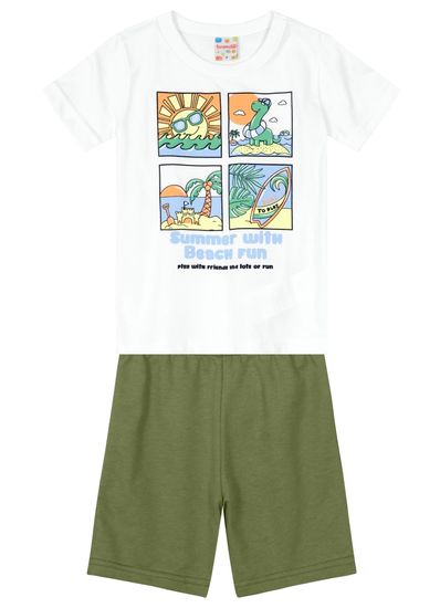 Conjunto infantil menino com bermuda moletinho Brandili - 1