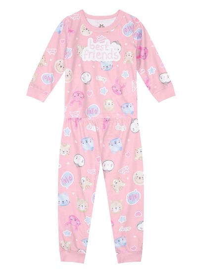 Pijama longo infantil menina com estampa brilha no escuro Brandili - 10