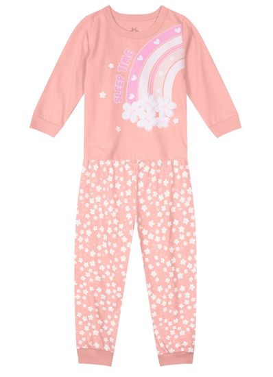 Pijama longo infantil menina com estampa brilha no escuro Brandili - 1