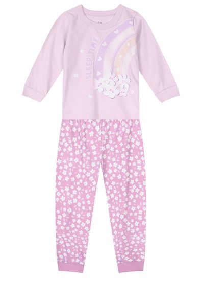 Pijama longo infantil menina com estampa brilha no escuro Brandili - 8