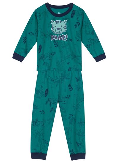 Pijama longo infantil menino com estampa brilha no escuro Brandili - 1