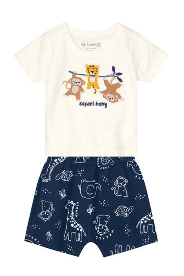 Conjunto bebê menino com bermuda saruel Brandili Baby - P