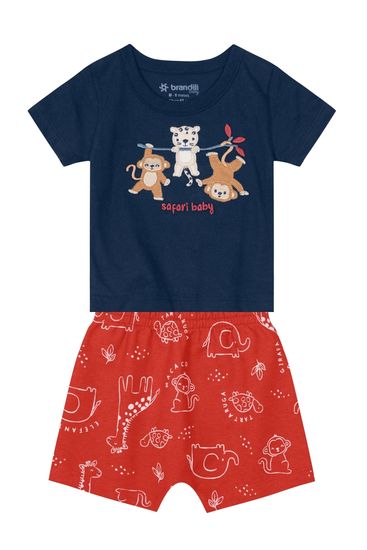 Conjunto bebê menino com bermuda saruel Brandili Baby - M