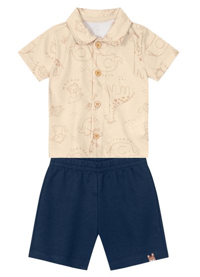 Conjunto bebê menino com camisa e bermuda Brandili Baby - M