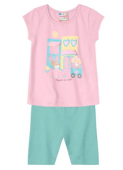 Conjunto bebê menina com shorts ciclista Brandili Baby - G