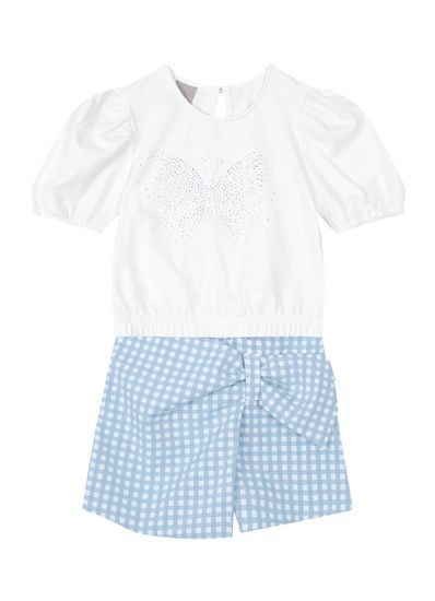 Conjunto infantil menina com cropped e shorts saia Mundi - 10