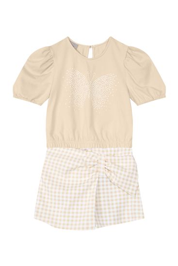 Conjunto infantil menina com cropped e shorts saia Mundi - 10