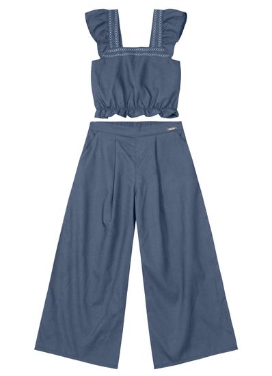 Conjunto infantil menina com cropped e Calça Mundi - 14