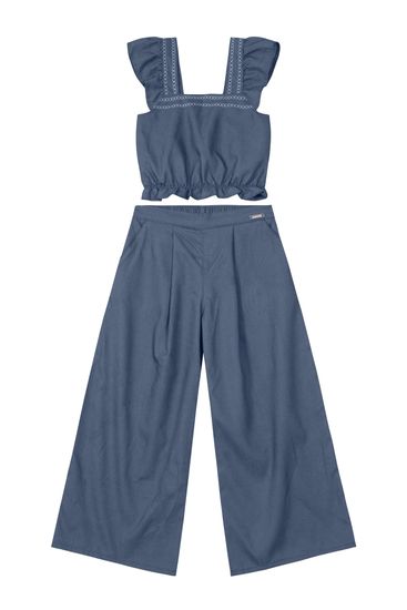Conjunto infantil menina com cropped e Calça Mundi - 4
