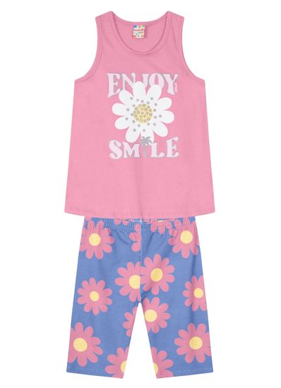 Conjunto infantil menina com bermuda ciclista Brandili - 12