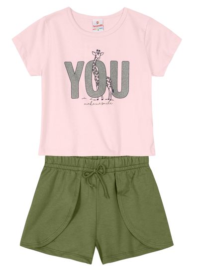 Conjunto infantil menina com blusa cropped Brandili - 6