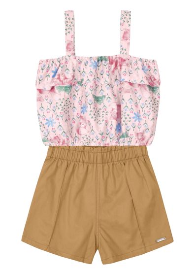 Conjunto infantil menina com blusa cropped Brandili - 10