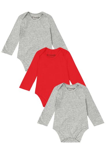 Kit bebê unissex com 3 bodies em cotton Brandili - M