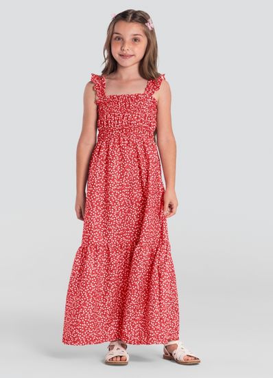 Vestido longo infantil menina de florzinhas Mundi - 12