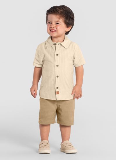 Camisa infantil menino em tricoline Mundi - 1