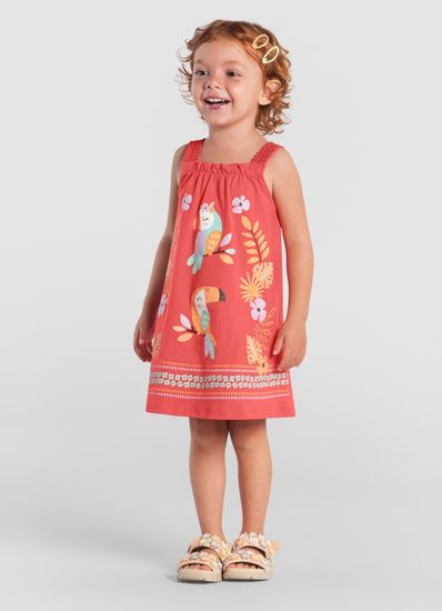 Vestido infantil menina de pássaros Brandili - 1