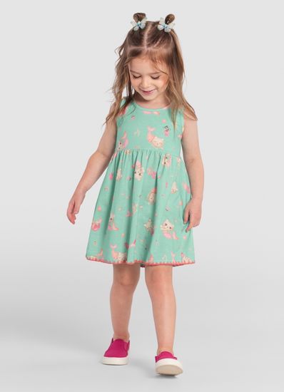 Vestido infantil menina de gato sereia Brandili - 1