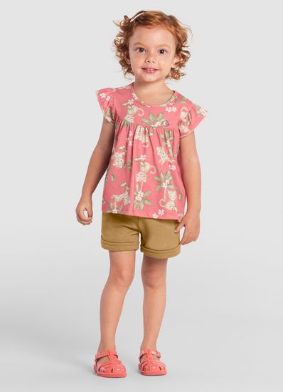 Conjunto infantil menina Blusa de oncinha Brandili - 1