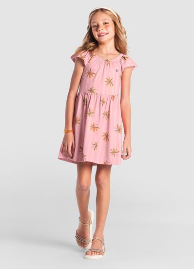 Vestido infantil menina de palmeiras Brandili - 14