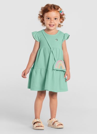 Vestido infantil menina com bolsa arco-íris Brandili - 1