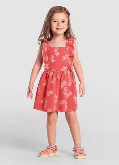 Vestido infantil menina de abacaxi Brandili - 1