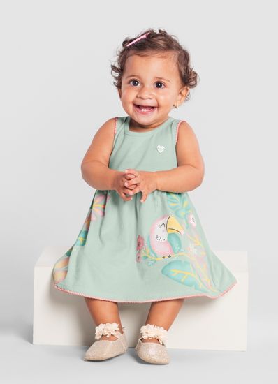 Vestido malha bebê menina tucano Brandili Baby - G