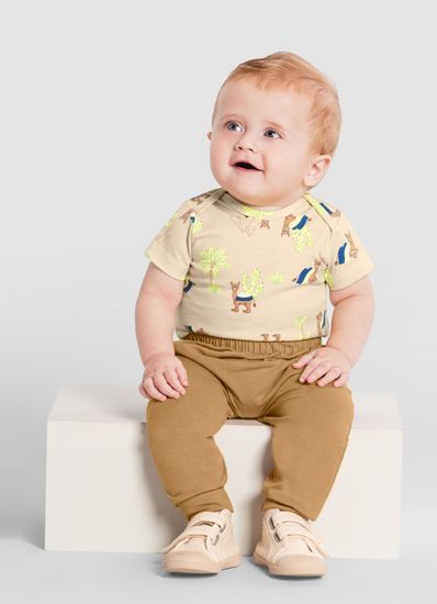 Calça saruel bebê menino em cotton Brandili Baby - G