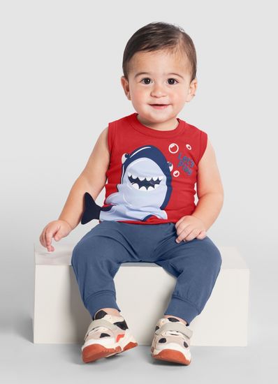 Regata bebê menino de tubarão Brandili Baby - M