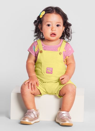 Conjunto Body e Jardineira bebê menina de frutinhas Brandili Baby - G