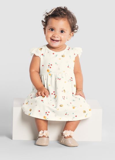 Vestido bebê menina de abelhinha e flores Brandili Baby - 1