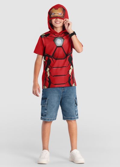 Camiseta infantil menino dos vingadores com capuz Brandili - 10