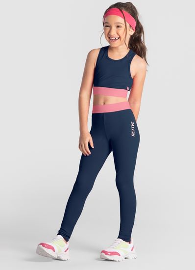 Calça legging infantil menina em malha ultra poliamida Brandili active - 16