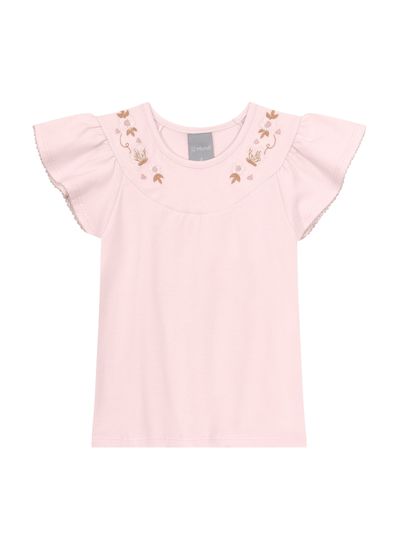 Blusa infantil menina com bordado de flores Mundi - 1