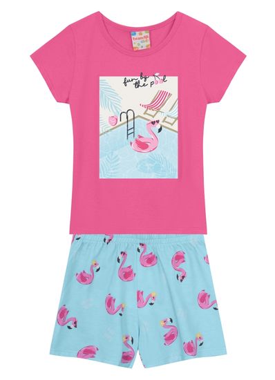 Conjunto infantil menina de flamingo Brandili - 1