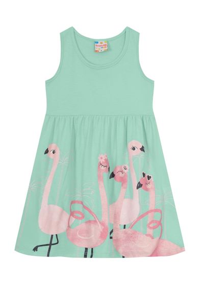 Vestido infantil menina de flamingos Brandili - 1