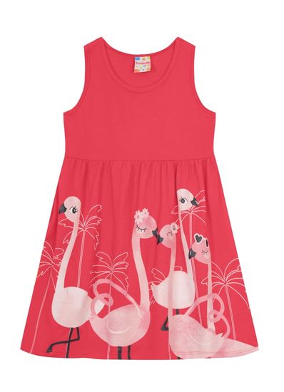 Vestido infantil menina de flamingos Brandili - 1