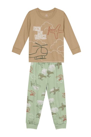 Pijama infantil menino de avião que brilha no escuro Brandili - 1