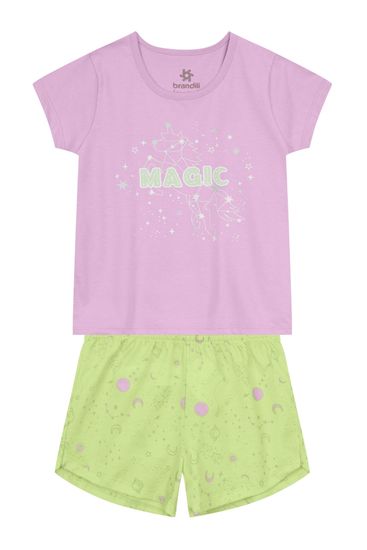 Pijama infantil menina de galáxia que brilha no escuro Brandili - 10