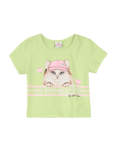 Blusa cropped neon infantil menina de gatinho Brandili - 8