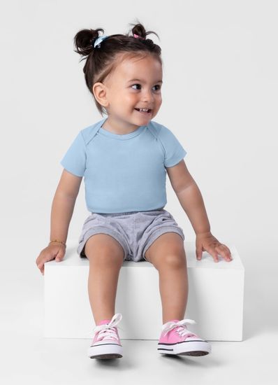 Body bebê unissex de cotton com cor lisa Brandili Baby - G