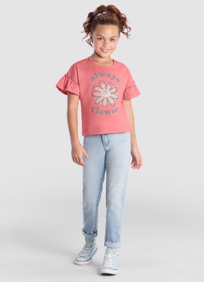 Blusa infantil menina de flor com glitter Brandili - 10