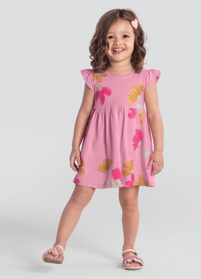 Vestido infantil menina com flores e glitter Brandili  - 1