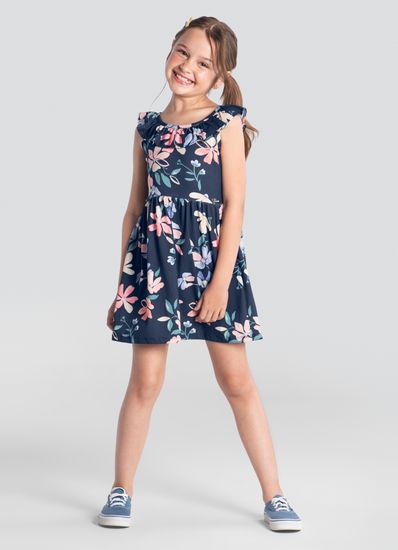 Vestido infantil menina de flores em malha Brandili - 12