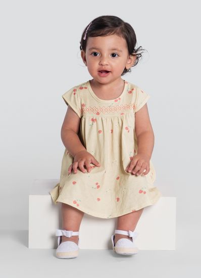 Vestido bebê menina de cerejinhas Brandili Baby - 1